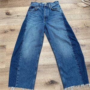 AGOLDE Luna Pieced High Rise Curved Taper in Split Jeans Sz 25